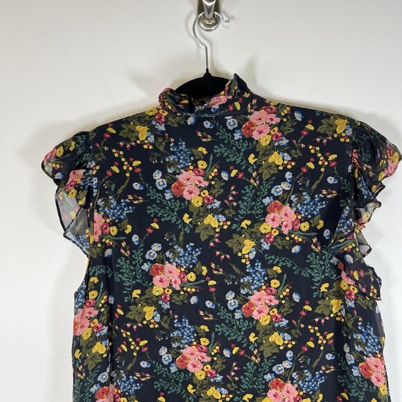 Madewell x Mix No 6 Size 8 Black Silk Beacon Dress in Garden Bouquet Floral - Picture 8 of 9